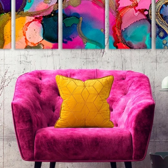 Accents Hp Luxury Home Chic Butterscotch Soft Velvet Geo Embroidered